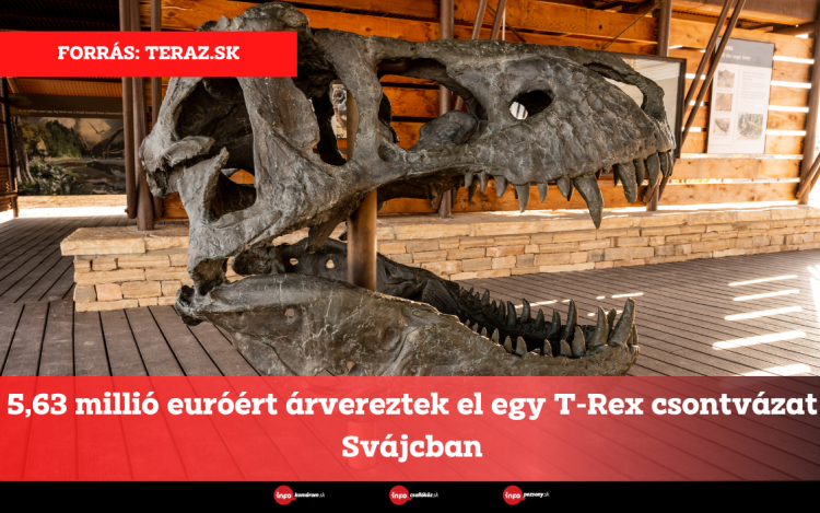 5,63 millió euróért árvereztek el egy T-Rex csontvázat Svájcban