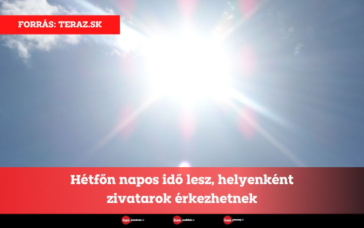 Hétfőn napos idő lesz, helyenként zivatarok érkezhetnek