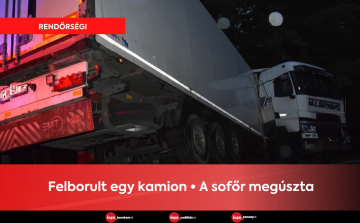 Felborult egy kamion • A sofőr megúszta